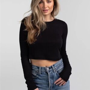 Belen Black Long Sleeve Crop Top